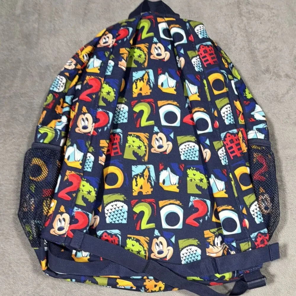 Disney Mickey Mouse Multicolor Graphic Print Medium Backpack Zip Mesh Pocket